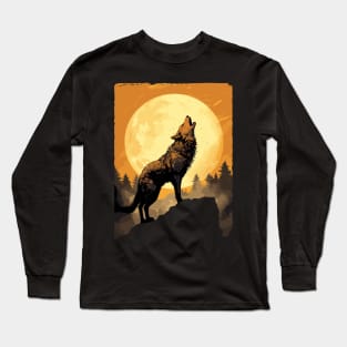Full Moon Lone Aplha Brindle Dire Wolf Long Sleeve T-Shirt